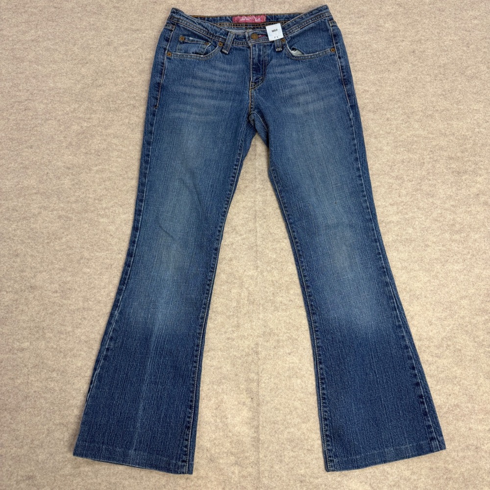 Levis 518 Superlow Boot Cut Jeans Blue Denim Medium Wash Womens 7 L